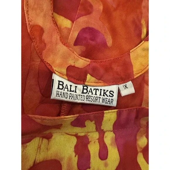 Bali Batiks Hand Painted Resort Wear Sleeveless Dress Bali Beachy Plus Size 1X - Picture 6 of 14